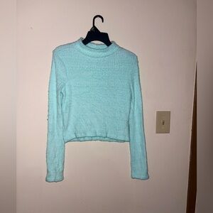 Light Blue Fuzzy Cropped Sweater